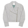 BAUM UND PFERDGARTEN Womens Grey & White Checked Asymmetric Zip Jacket XS