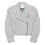 BAUM UND PFERDGARTEN Womens Grey & White Checked Asymmetric Zip Jacket XS