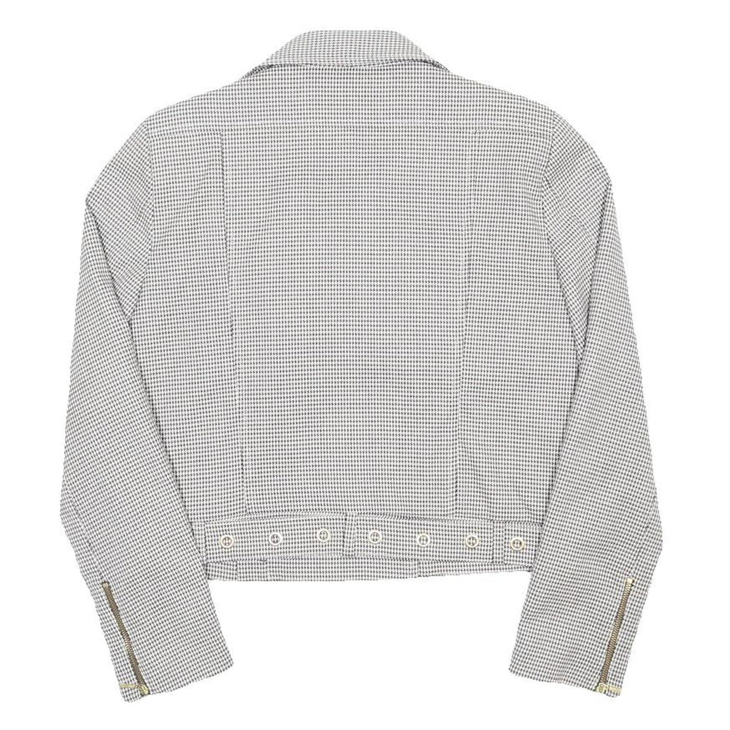 BAUM UND PFERDGARTEN Womens Grey & White Checked Asymmetric Zip Jacket XS