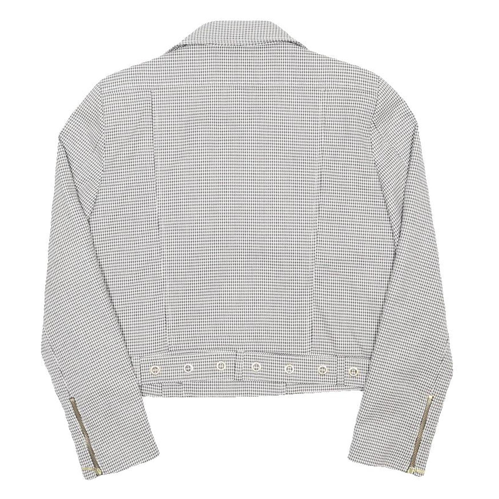 BAUM UND PFERDGARTEN Womens Grey & White Checked Asymmetric Zip Jacket XS