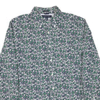 TOMMY HILFIGER Mens Green & White Floral Pattern Shirt L Cotton Blend Casual