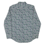 TOMMY HILFIGER Mens Green & White Floral Pattern Shirt L Cotton Blend Casual