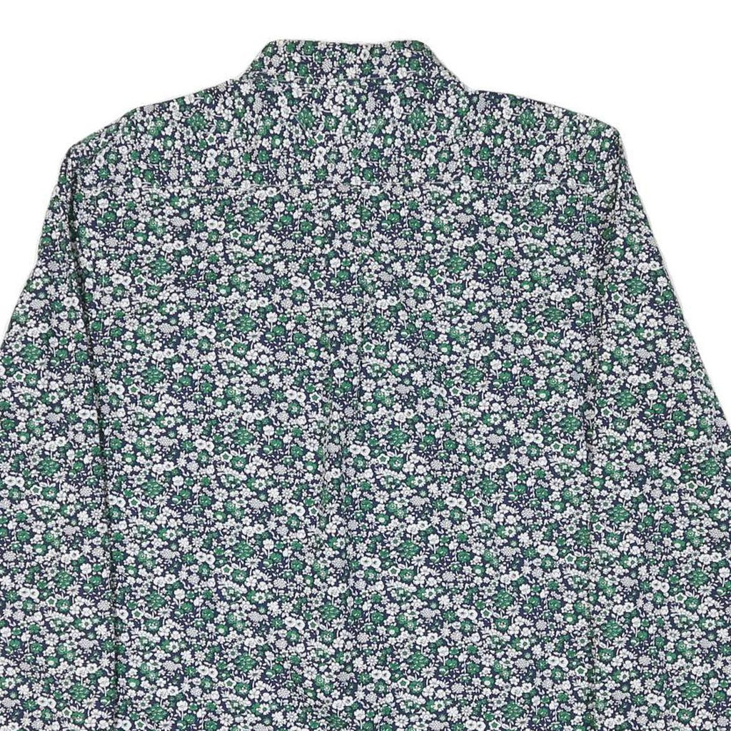 TOMMY HILFIGER Mens Green & White Floral Pattern Shirt L Cotton Blend Casual