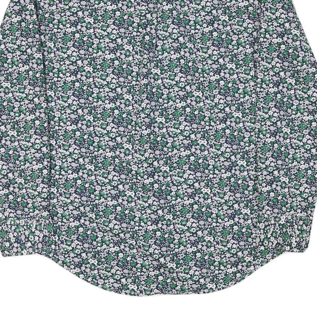TOMMY HILFIGER Mens Green & White Floral Pattern Shirt L Cotton Blend Casual