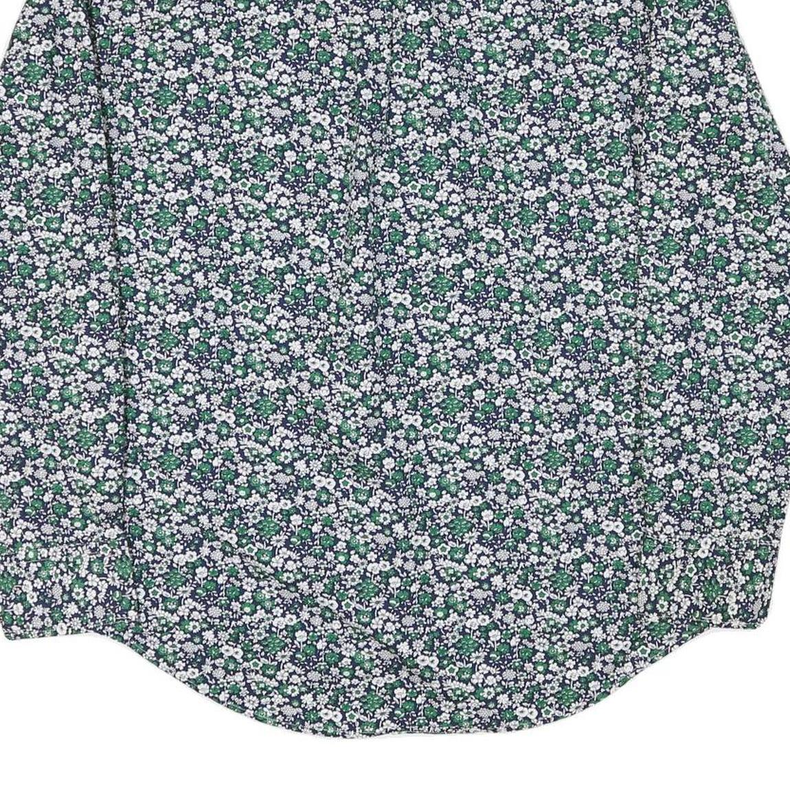 TOMMY HILFIGER Mens Green & White Floral Pattern Shirt L Cotton Blend Casual