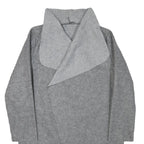 Womens Grey Plain Jacket S Polyester Classic Relaxed Collar Long Sleeve