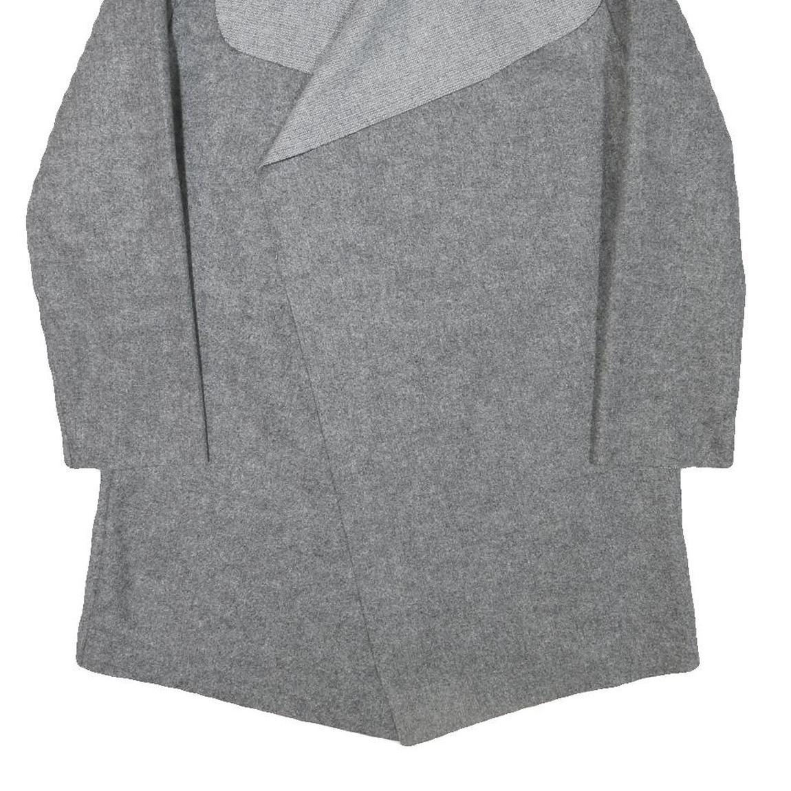 Womens Grey Plain Jacket S Polyester Classic Relaxed Collar Long Sleeve