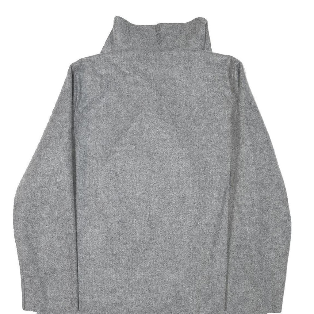 Womens Grey Plain Jacket S Polyester Classic Relaxed Collar Long Sleeve