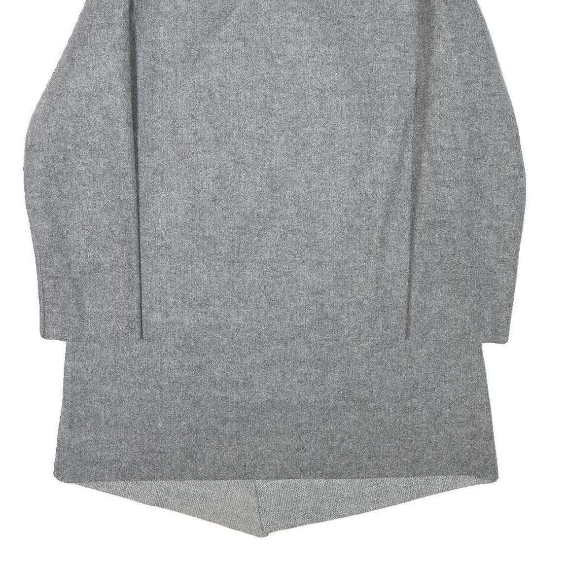 Womens Grey Plain Jacket S Polyester Classic Relaxed Collar Long Sleeve