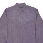 ANVIL INC Mens Blue & Red Check Shirt M Button-Down Collar Long Sleeve Cotton