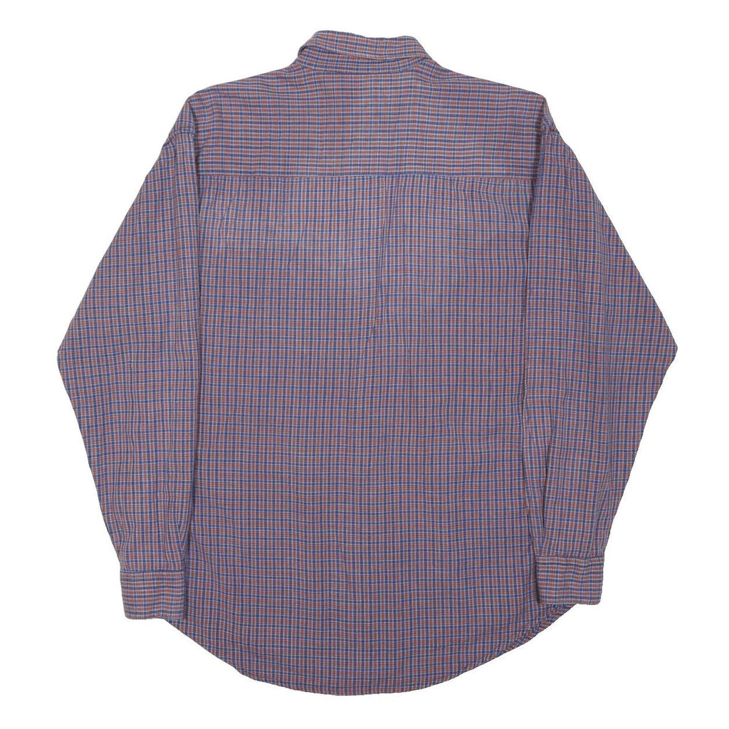ANVIL INC Mens Blue & Red Check Shirt M Button-Down Collar Long Sleeve Cotton