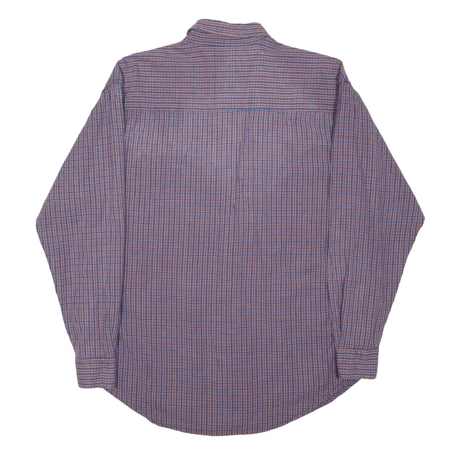 ANVIL INC Mens Blue & Red Check Shirt M Button-Down Collar Long Sleeve Cotton