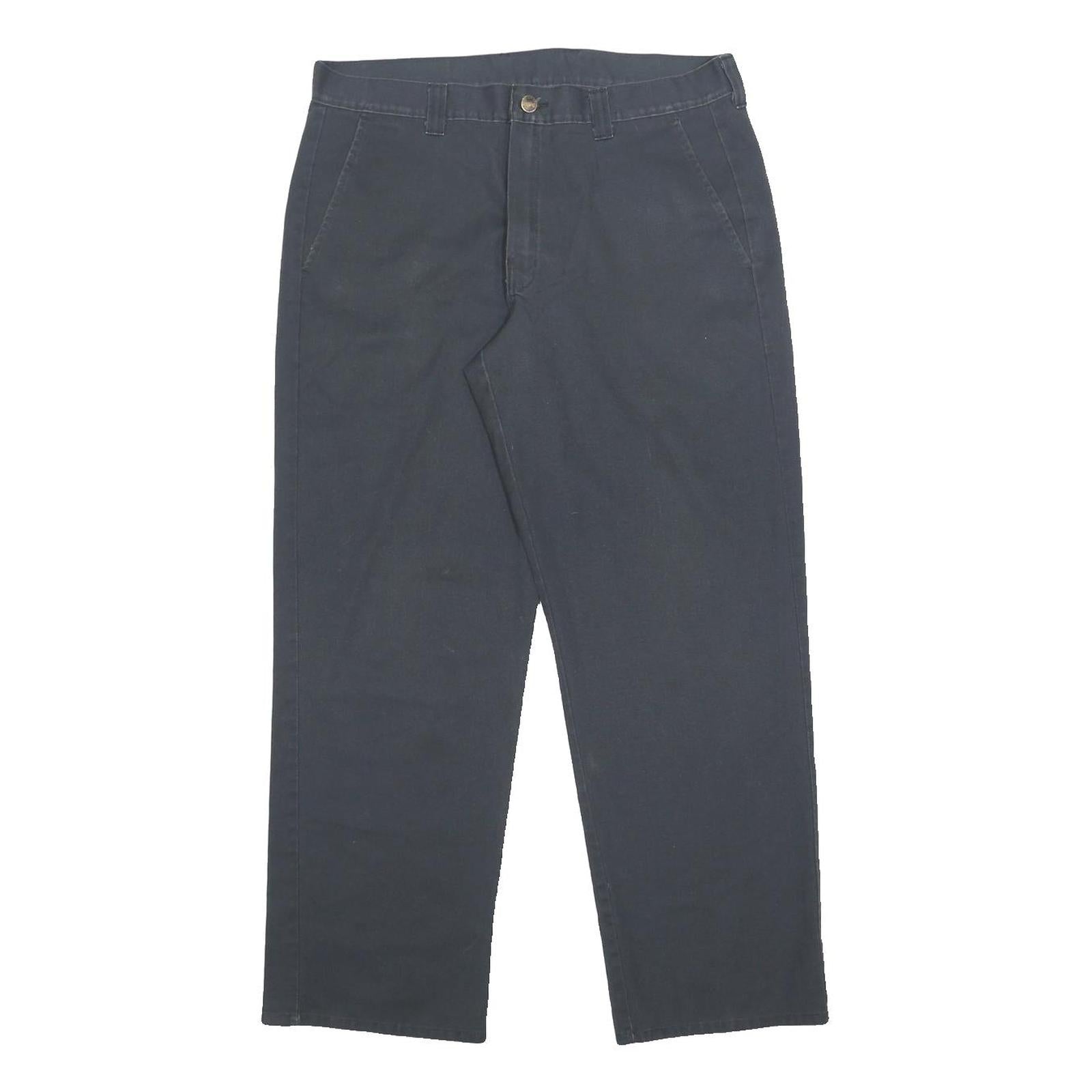 DICKIES Mens Cotton Blend Navy Regular Fit Straight Leg Trousers W34 L30