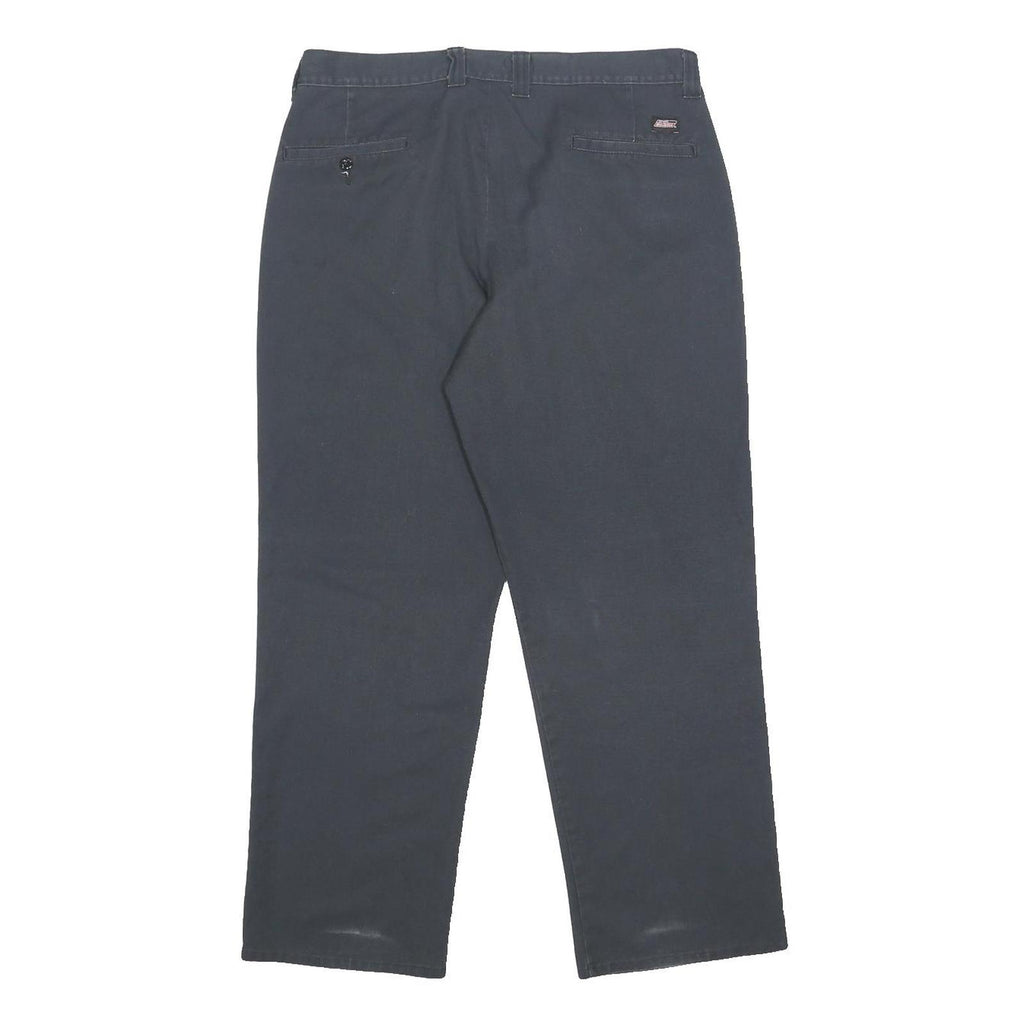 DICKIES Mens Cotton Blend Navy Regular Fit Straight Leg Trousers W34 L30