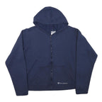 CHAMPION Womens Navy Zip Up Hoodie L Full Zip Casual Cotton Blend Sweatshirt