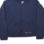CHAMPION Womens Navy Zip Up Hoodie L Full Zip Casual Cotton Blend Sweatshirt