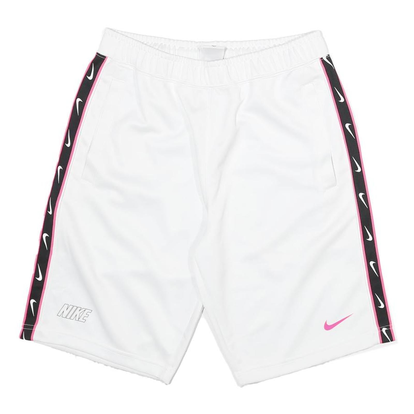NIKE Mens White & Black Sports Casual Shorts M W28 Logo Tape