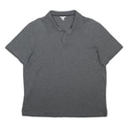 CALVIN KLEIN Womens Grey Short Sleeve Plain Polo Shirt L Cotton Blend Soft Fit