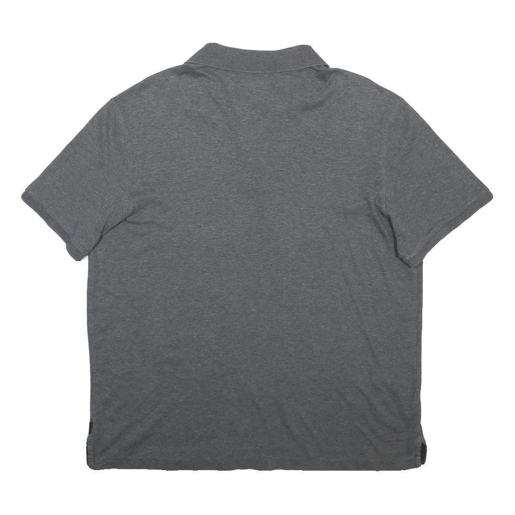 CALVIN KLEIN Womens Grey Short Sleeve Plain Polo Shirt L Cotton Blend Soft Fit