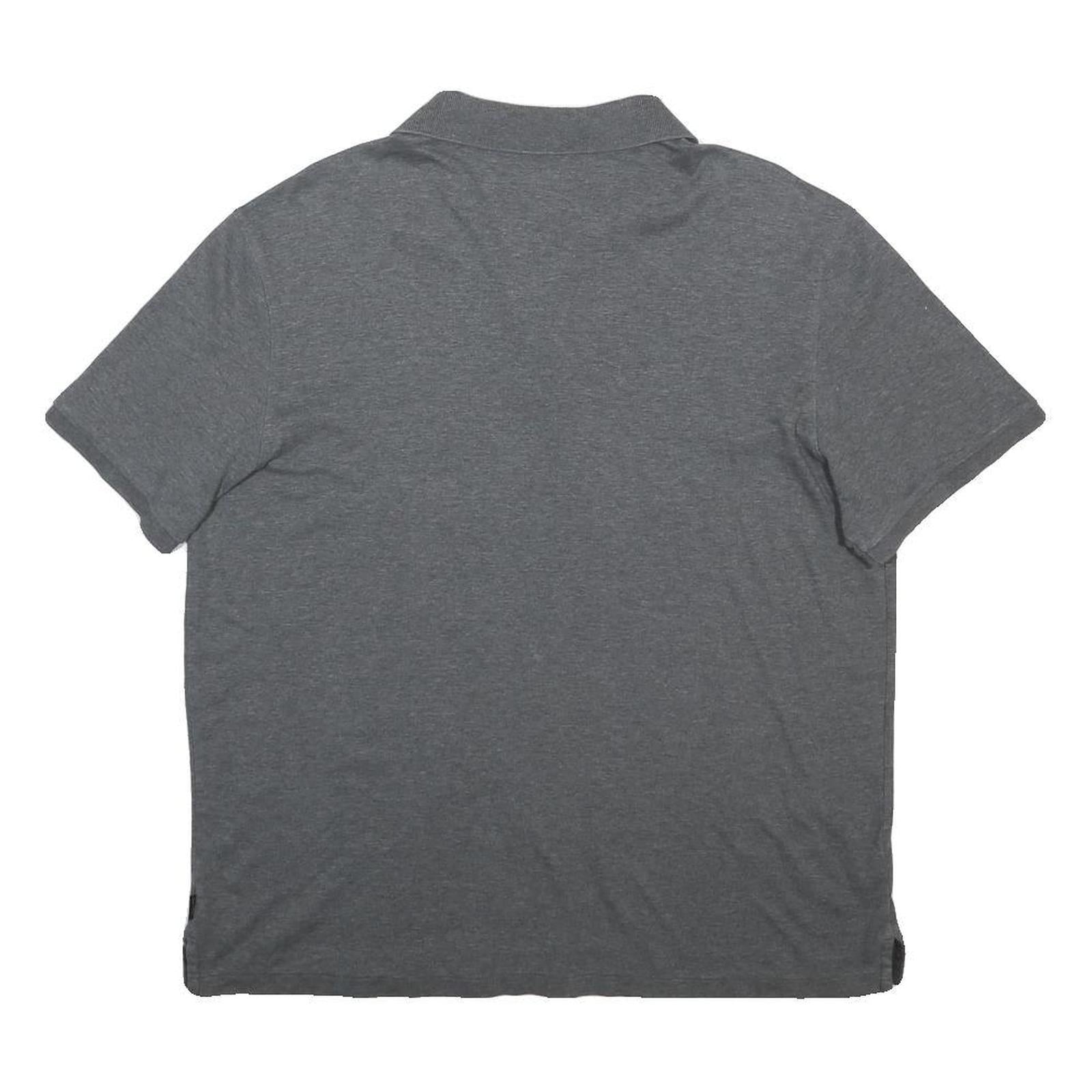 CALVIN KLEIN Womens Grey Short Sleeve Plain Polo Shirt L Cotton Blend Soft Fit