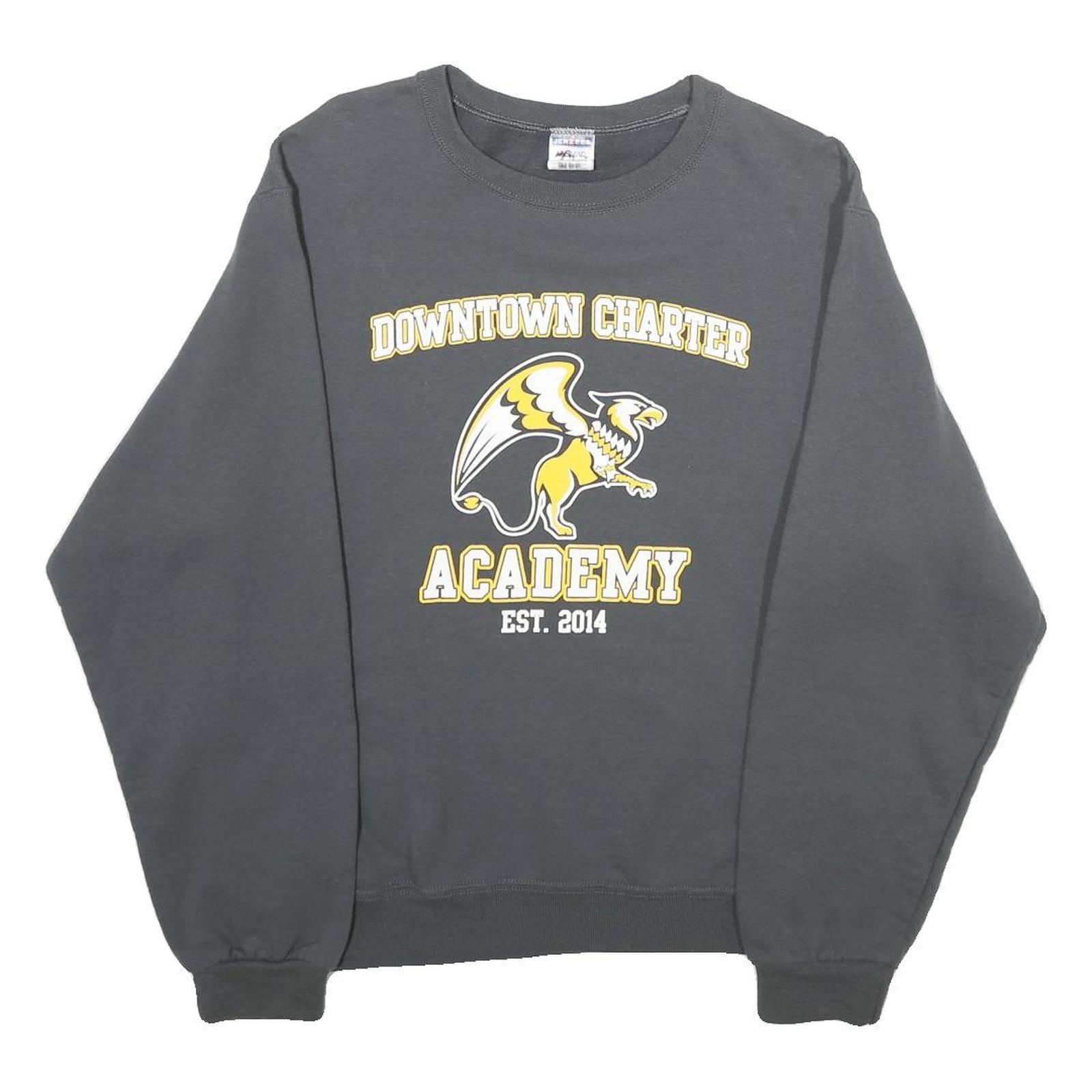 JERZEES Mens Grey Downtown Charter Academy Cotton Blend Sweatshirt S Pullover