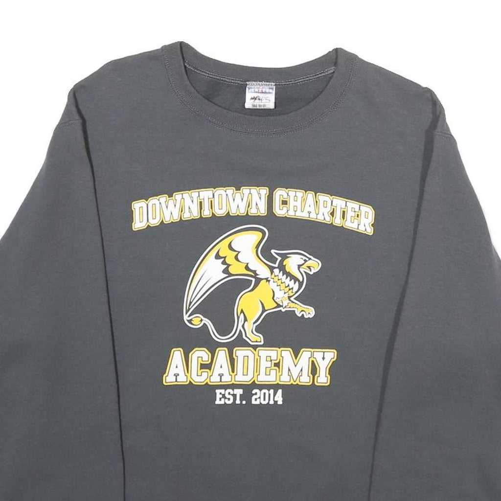 JERZEES Mens Grey Downtown Charter Academy Cotton Blend Sweatshirt S Pullover