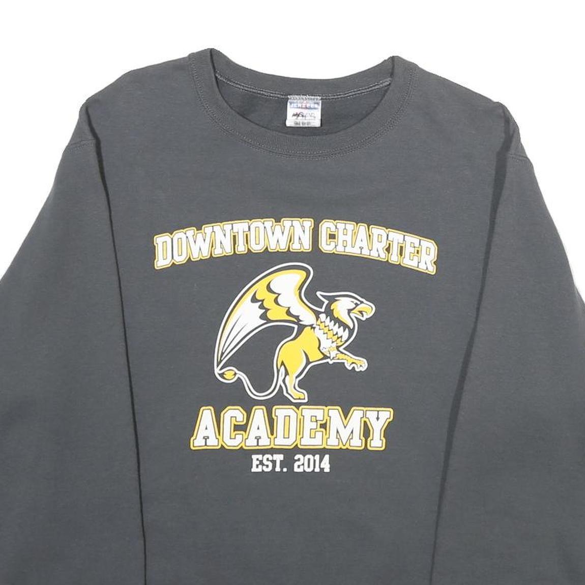 JERZEES Mens Grey Downtown Charter Academy Cotton Blend Sweatshirt S Pullover