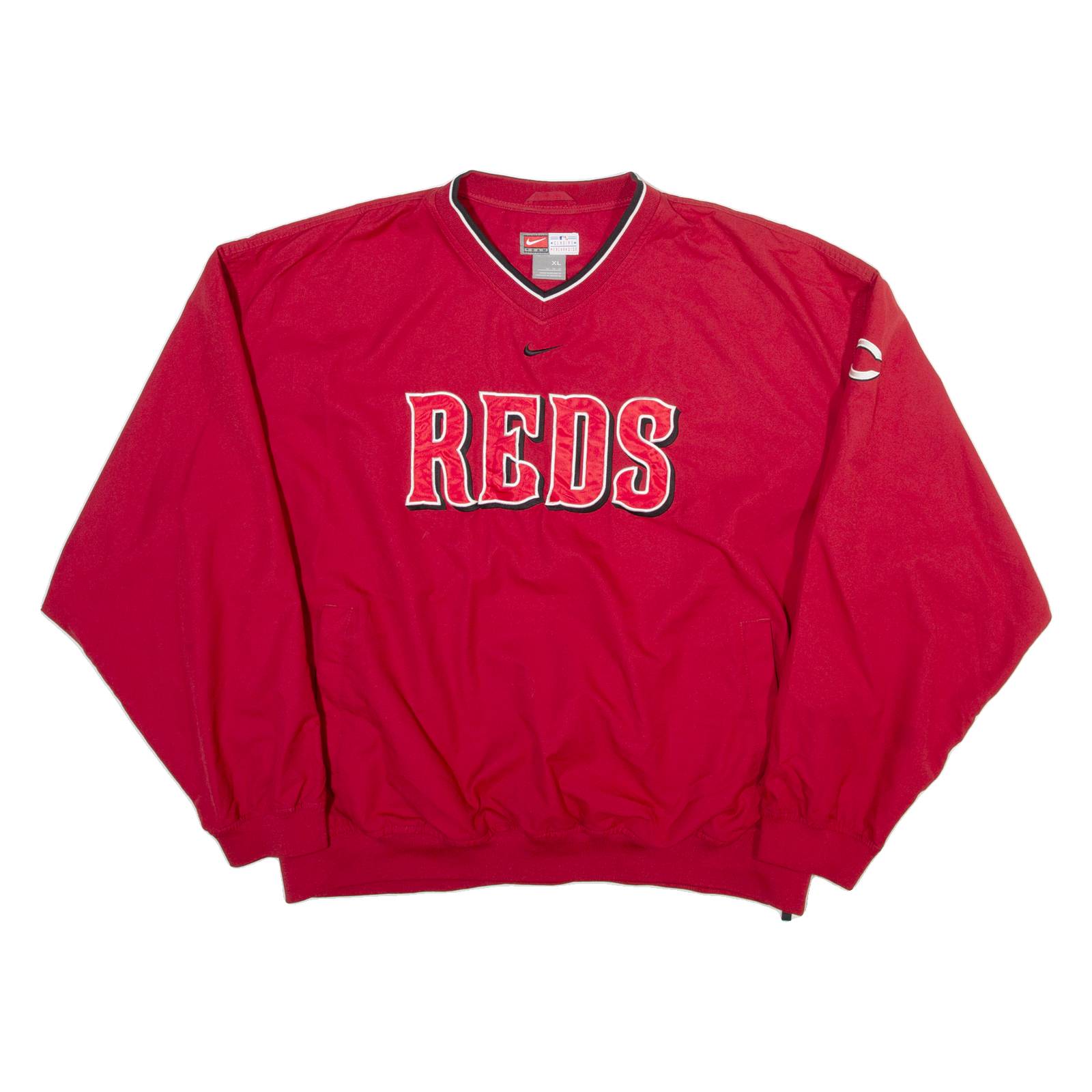 NIKE Mens Sweatshirt Red V-Neck XL