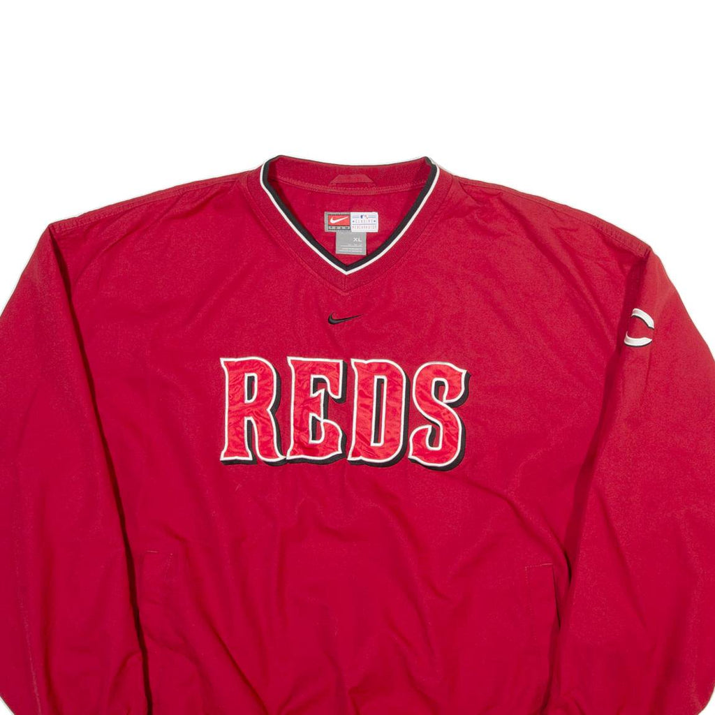NIKE Mens Sweatshirt Red V-Neck XL