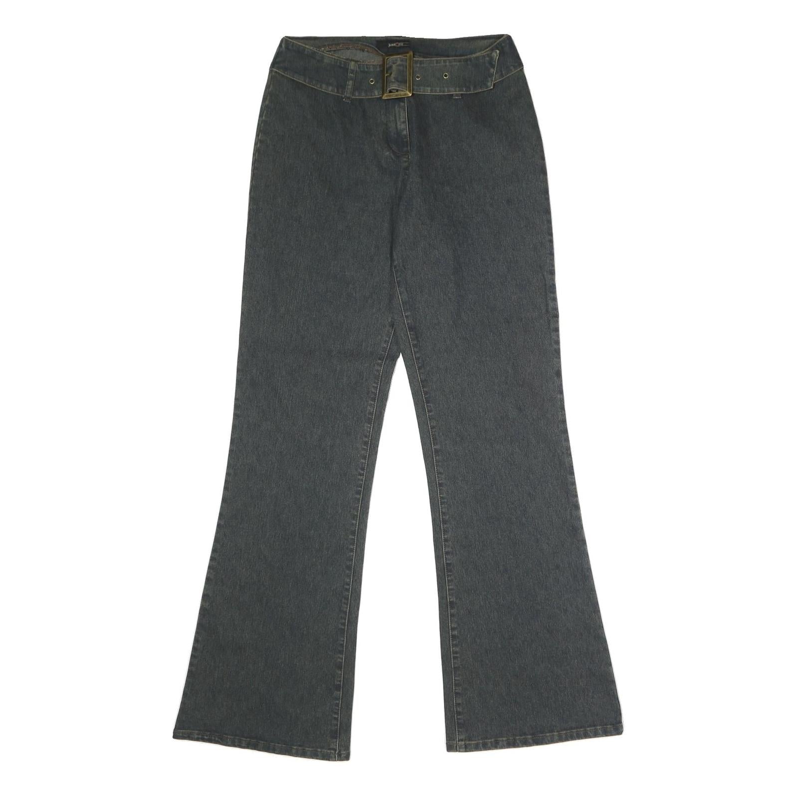 JUST ME Womens Regular Fit Bootcut Denim Dark Jeans W30 L34 Belted Waist