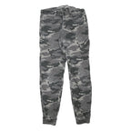 Mens Cotton Blend Slim Fit Grey Camouflage Cargo Trousers W26 L27 Casual Zip