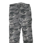 Mens Cotton Blend Slim Fit Grey Camouflage Cargo Trousers W26 L27 Casual Zip