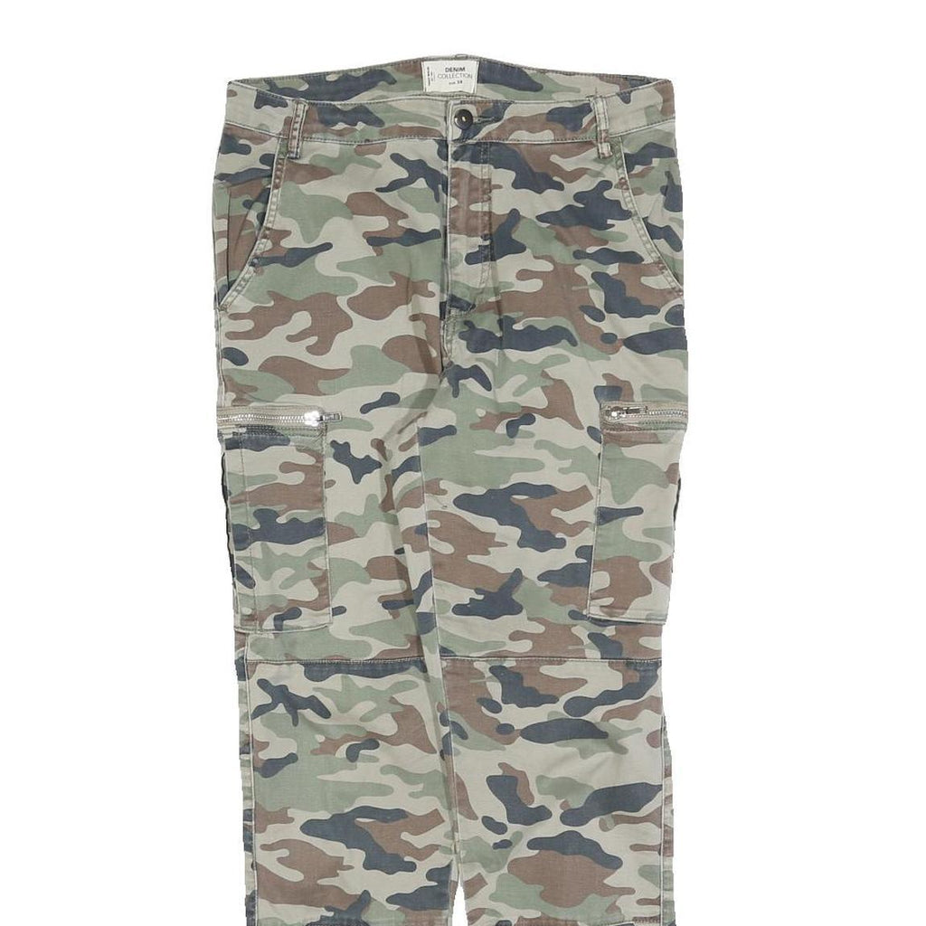 TALLY WEIJL Womens Cotton Blend Camouflage Slim Tapered Trousers W30 L28 Zip