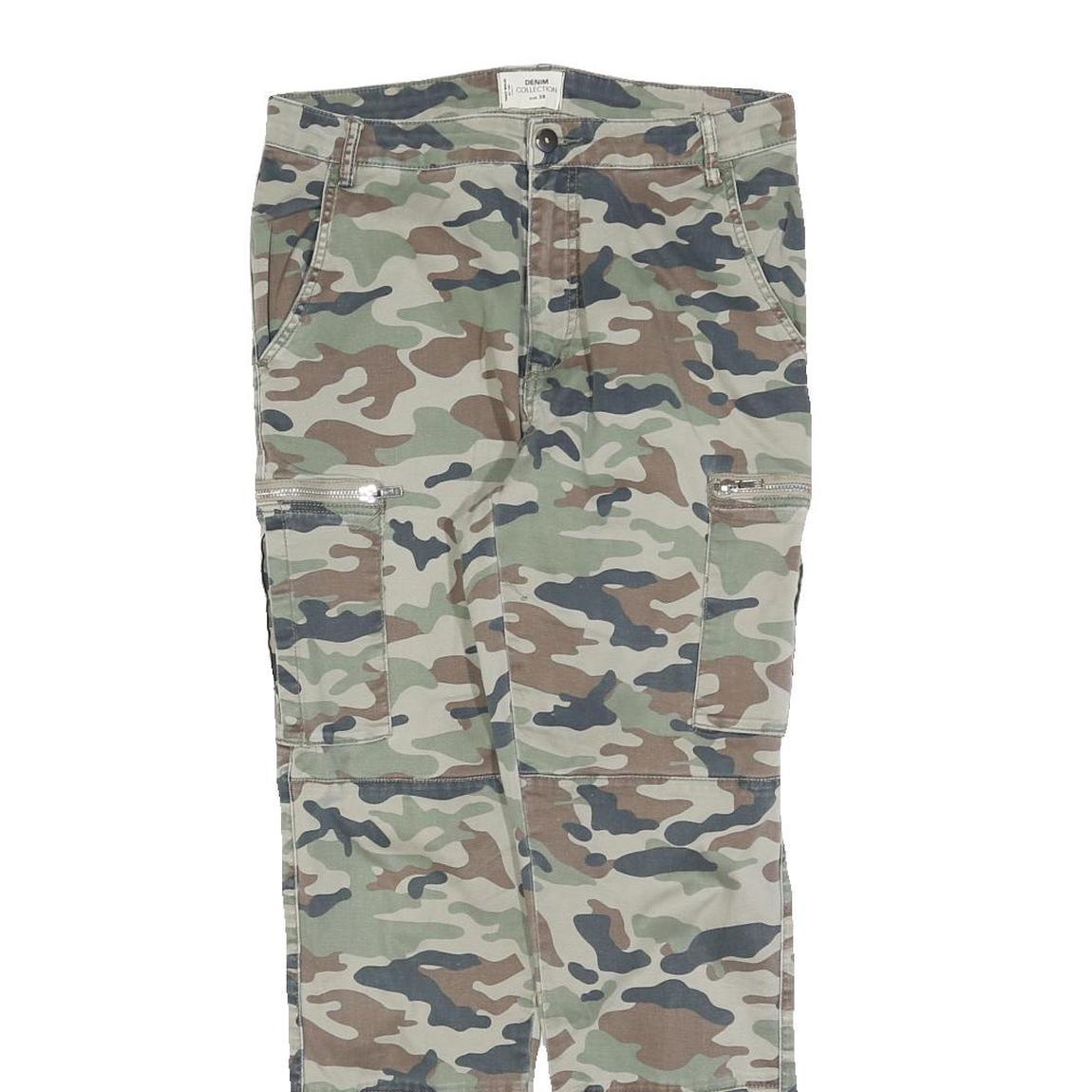 TALLY WEIJL Womens Cotton Blend Camouflage Slim Tapered Trousers W30 L28 Zip