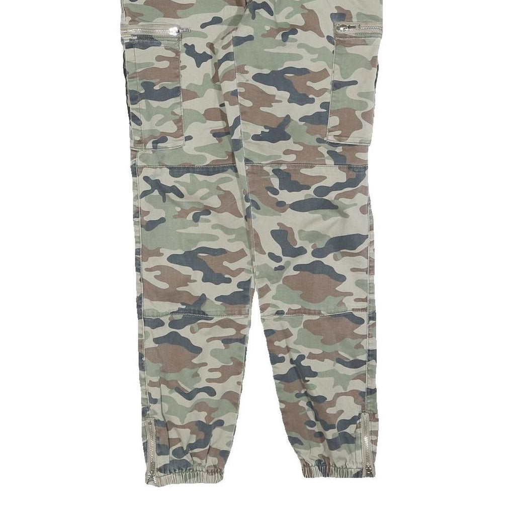 TALLY WEIJL Womens Cotton Blend Camouflage Slim Tapered Trousers W30 L28 Zip