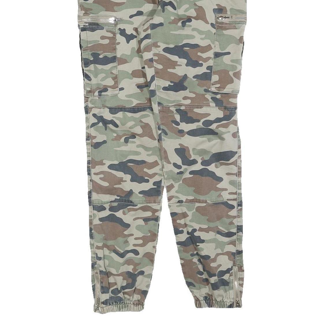 TALLY WEIJL Womens Cotton Blend Camouflage Slim Tapered Trousers W30 L28 Zip