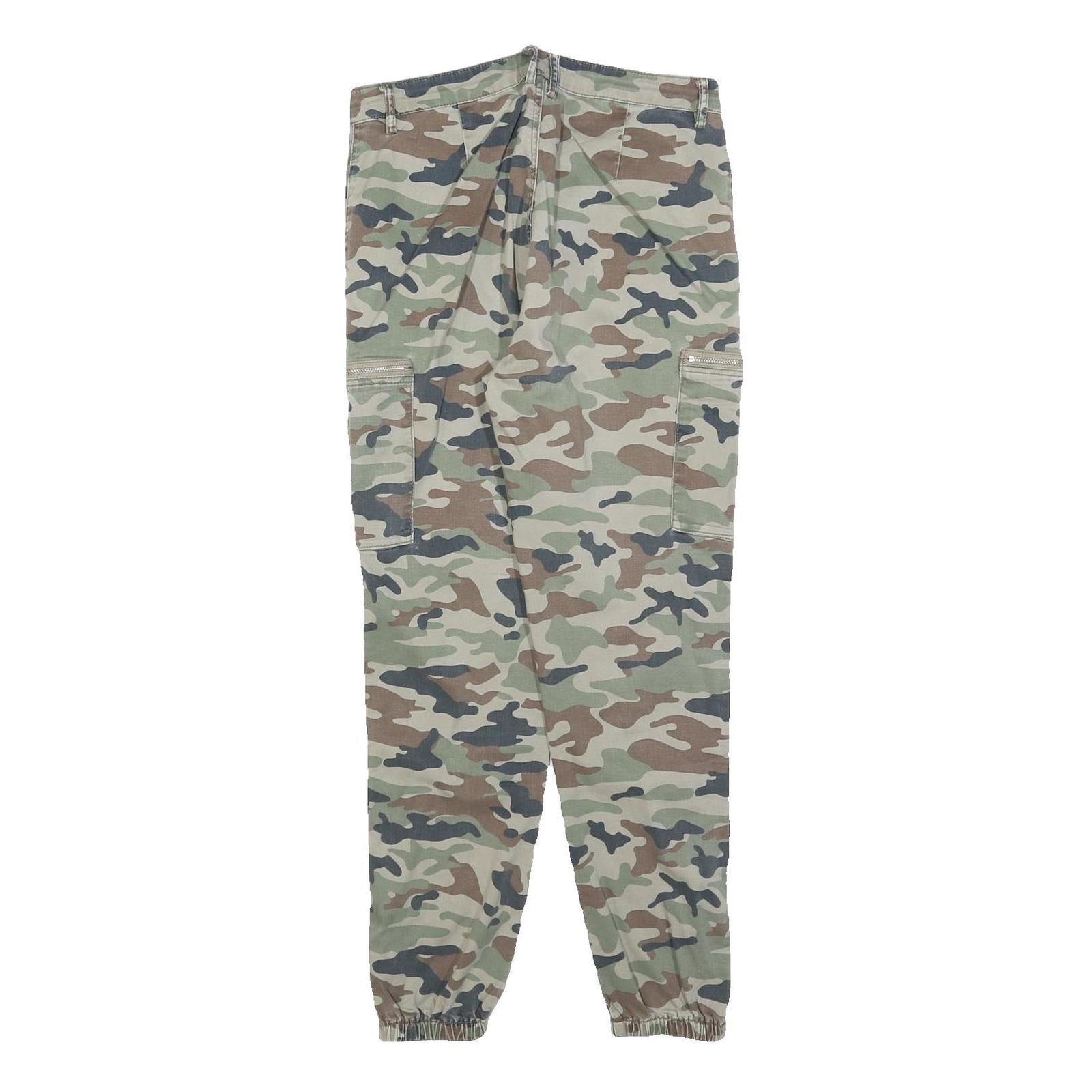 TALLY WEIJL Womens Cotton Blend Camouflage Slim Tapered Trousers W30 L28 Zip