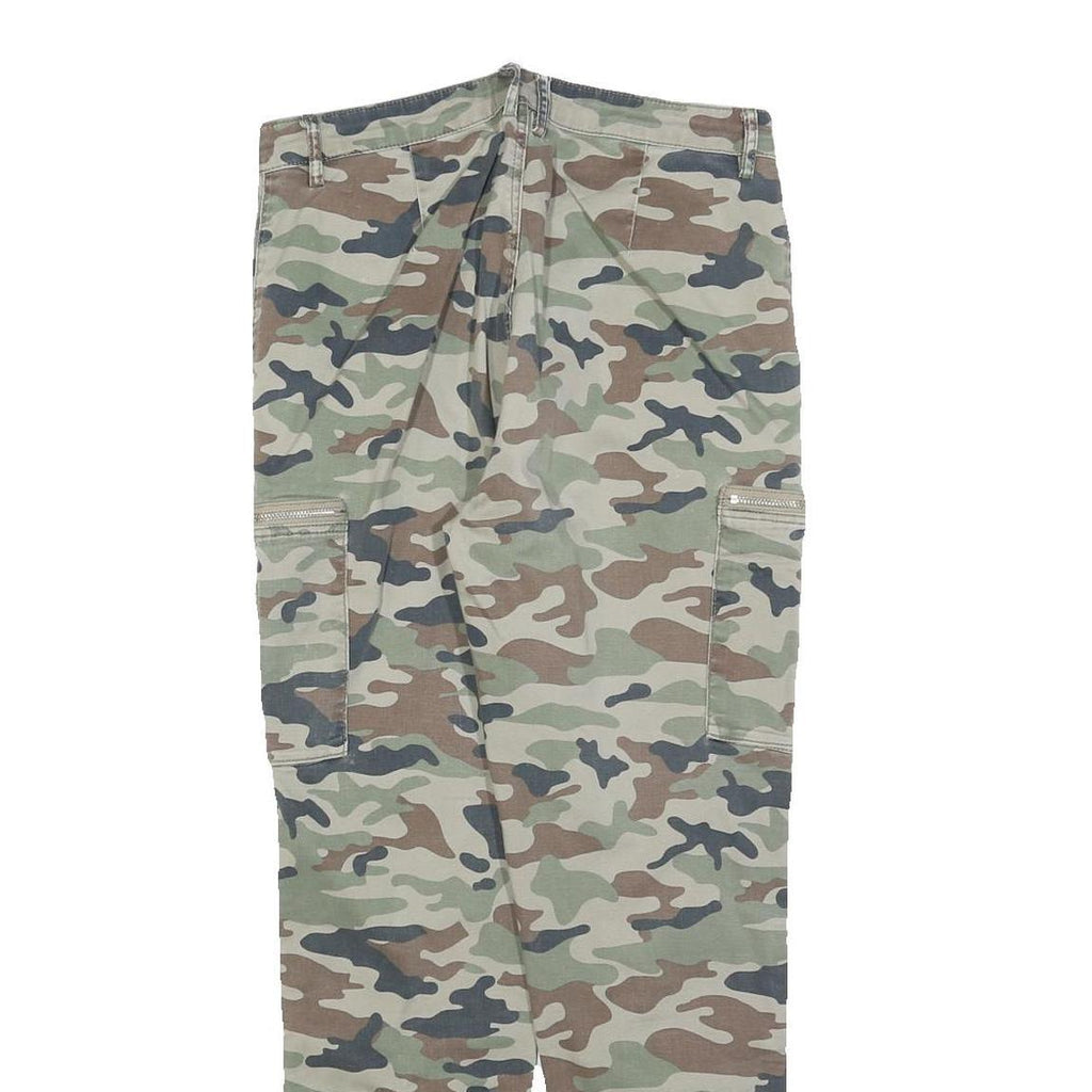 TALLY WEIJL Womens Cotton Blend Camouflage Slim Tapered Trousers W30 L28 Zip