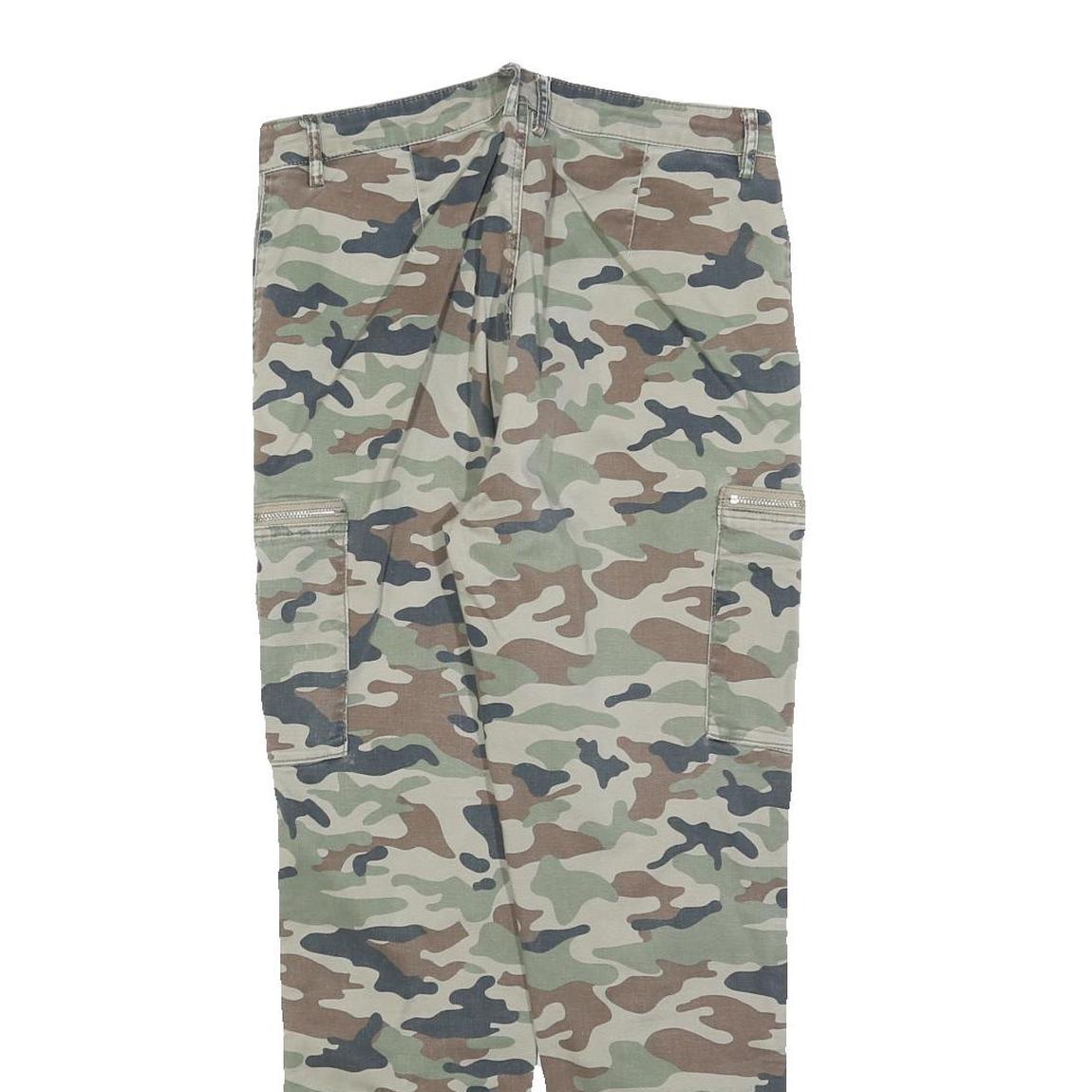 TALLY WEIJL Womens Cotton Blend Camouflage Slim Tapered Trousers W30 L28 Zip