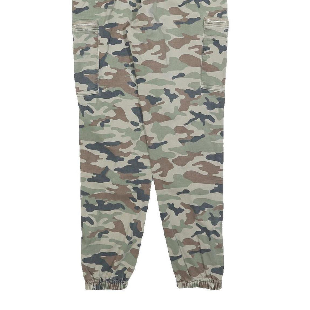 TALLY WEIJL Womens Cotton Blend Camouflage Slim Tapered Trousers W30 L28 Zip