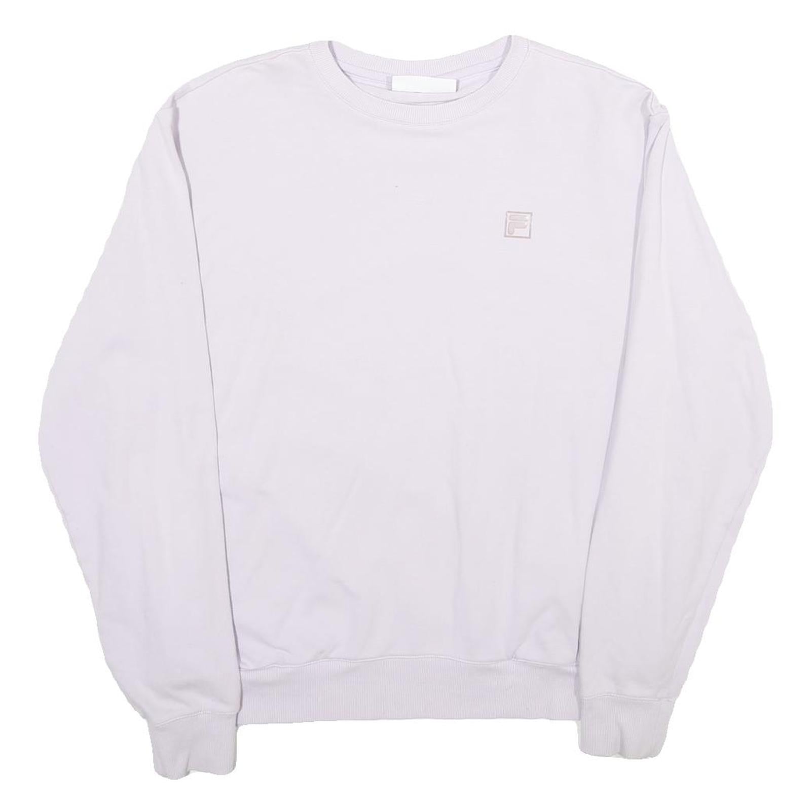 FILA Womens White Crew Neck XL Vintage Logo Cotton Blend Sweatshirt Pullover