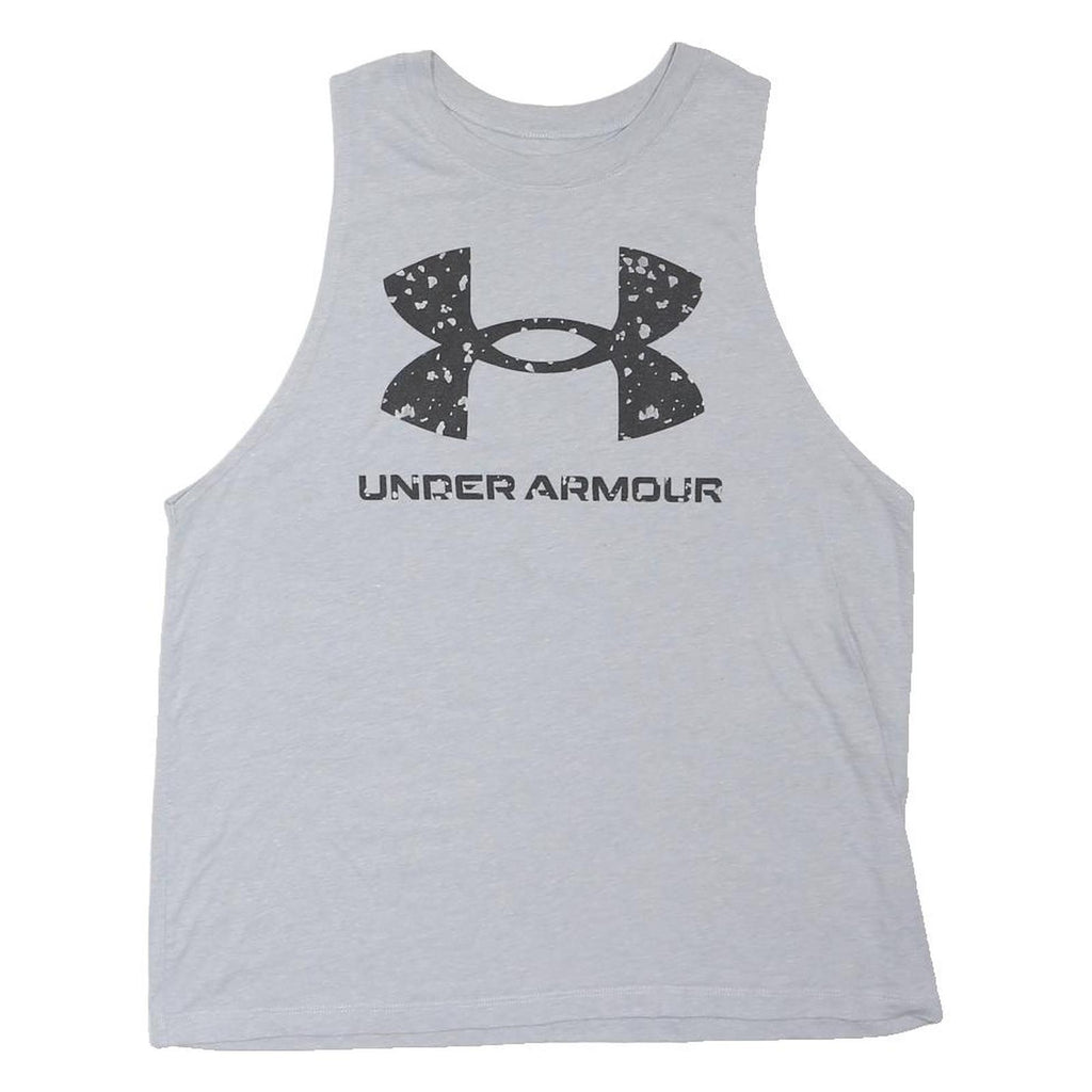 UNDER ARMOUR Mens Grey Sleeveless Crew Neck Cotton Blend T-Shirt M Sportswear