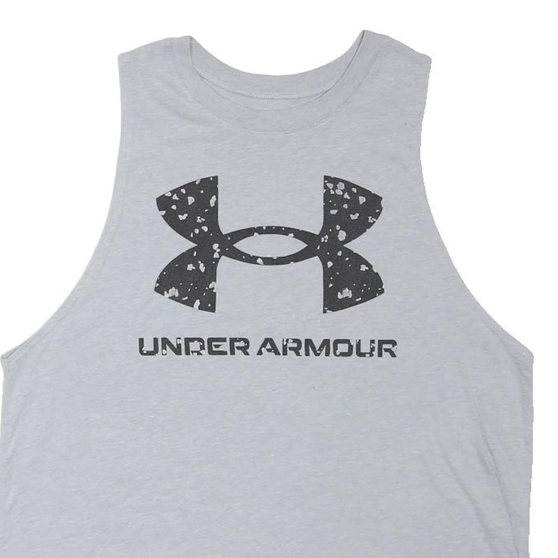 UNDER ARMOUR Mens Grey Sleeveless Crew Neck Cotton Blend T-Shirt M Sportswear