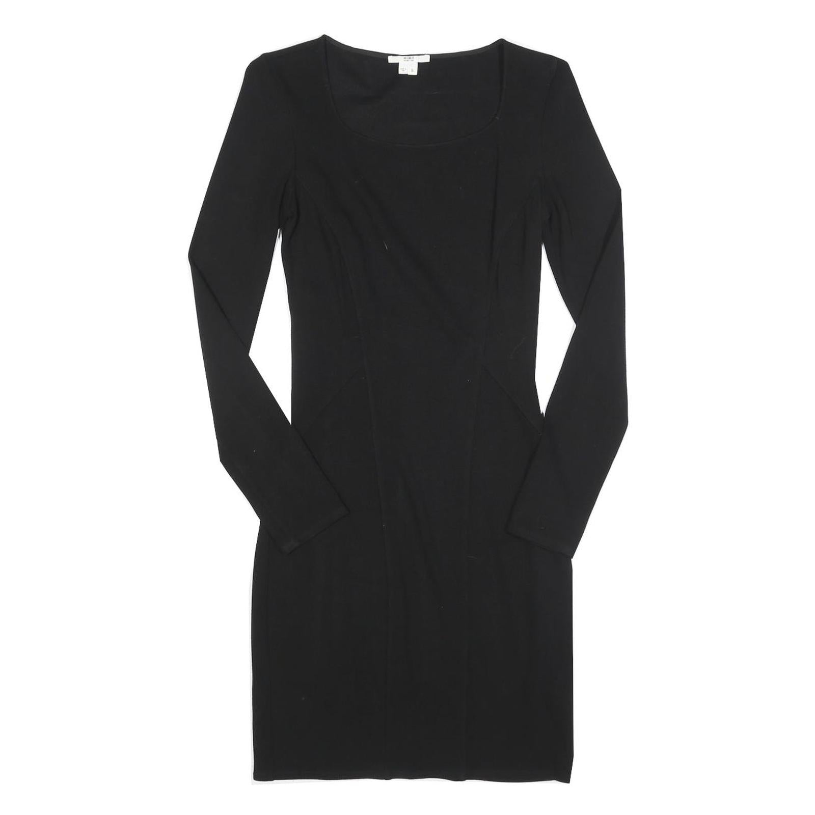 HELMUT LANG Womens Black Bodycon Viscose Blend Dress Long Sleeve S Elegant