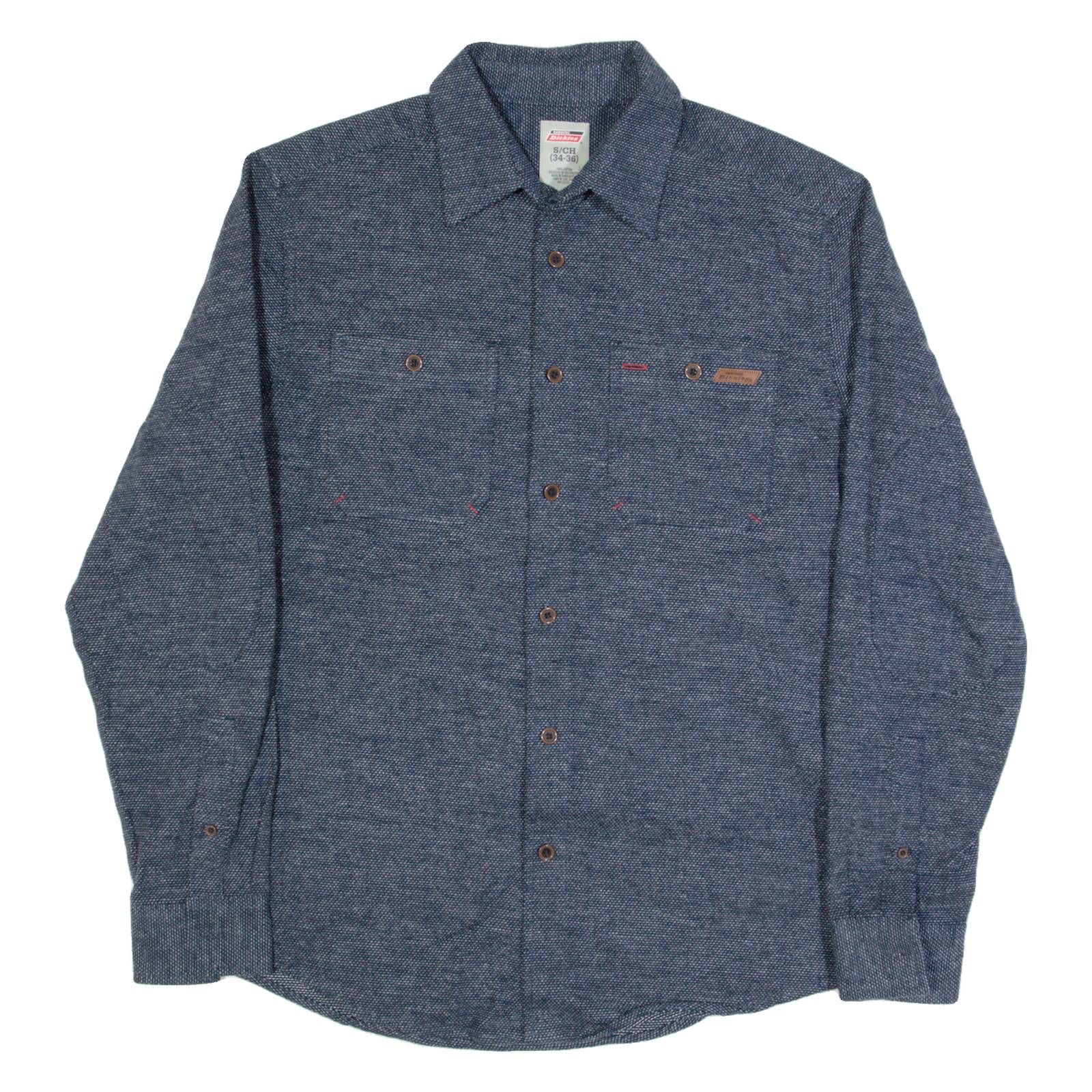 DICKIES Mens Flannel Shirt Blue Long Sleeve S