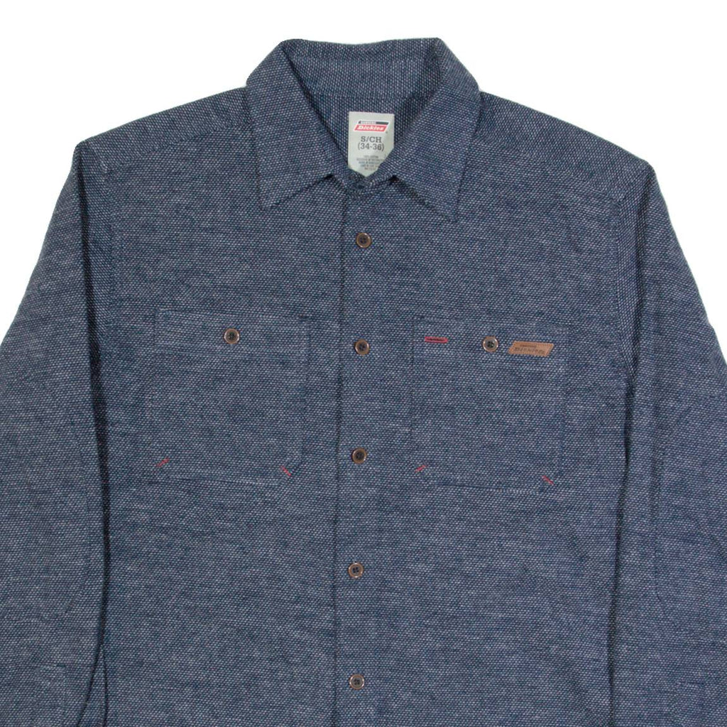 DICKIES Mens Flannel Shirt Blue Long Sleeve S