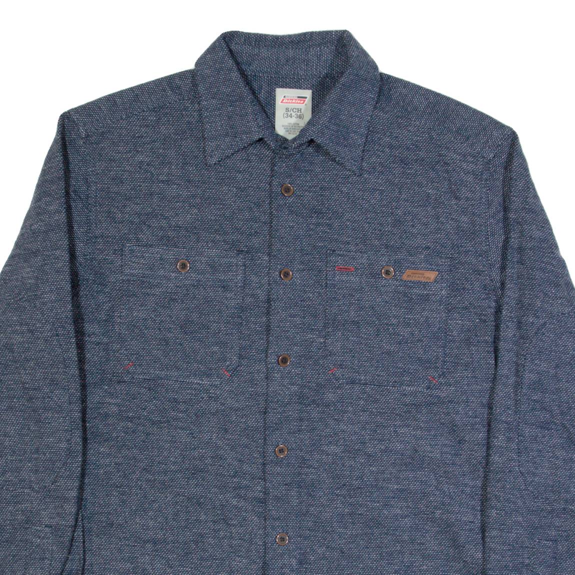 DICKIES Mens Flannel Shirt Blue Long Sleeve S