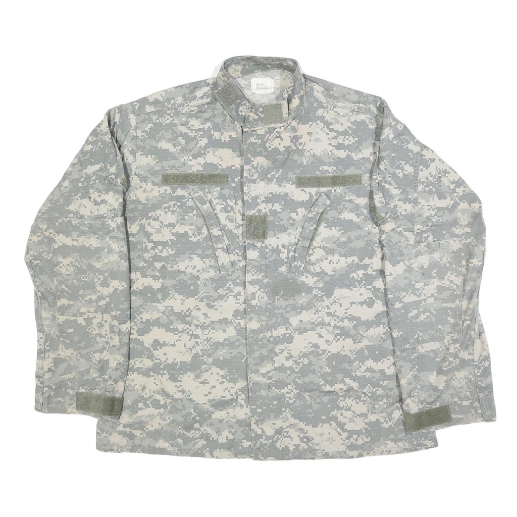 CARIBBEAN NEEDLE POINT Mens Grey Digital Camouflage Military Cotton Blend Jacket