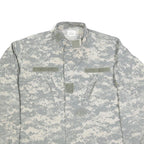 CARIBBEAN NEEDLE POINT Mens Grey Digital Camouflage Military Cotton Blend Jacket