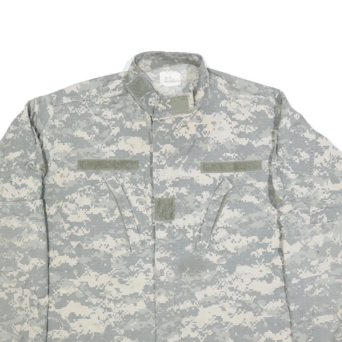CARIBBEAN NEEDLE POINT Mens Grey Digital Camouflage Military Cotton Blend Jacket